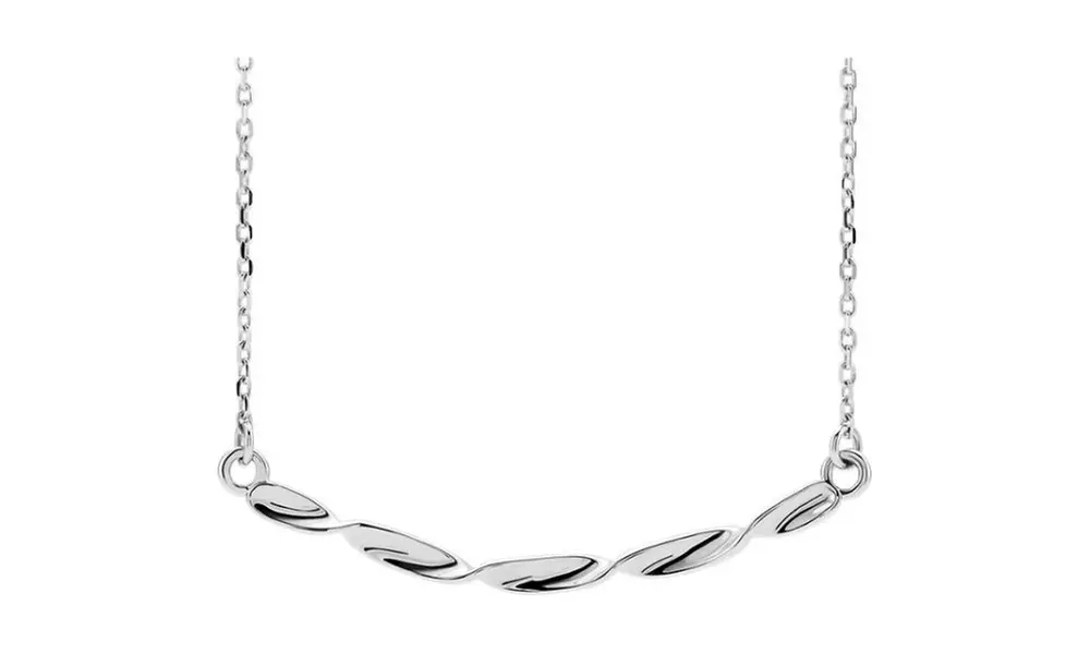 Paris Jewelry White Gold Plated Twisted Ribbon Bar 16-18 Inch Necklace