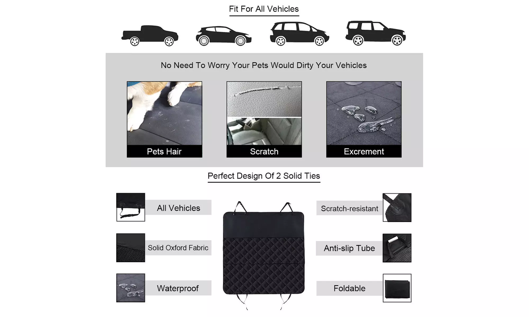 Goplus Waterproof Pet Car Seat Cover Hammock Nonslip Rubber Backing Trucks SUVs