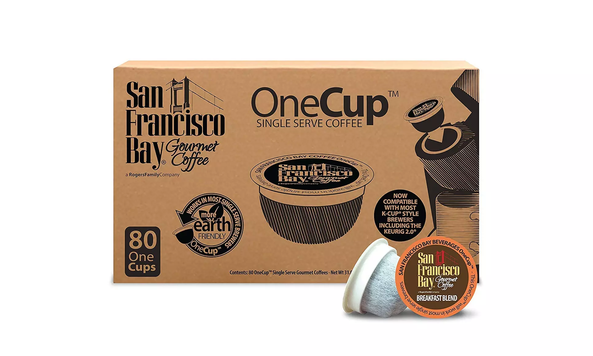  San Francisco Bay OneCup,Single Serve Coffee K-Cup Pods (80 Count)  - Primary Image