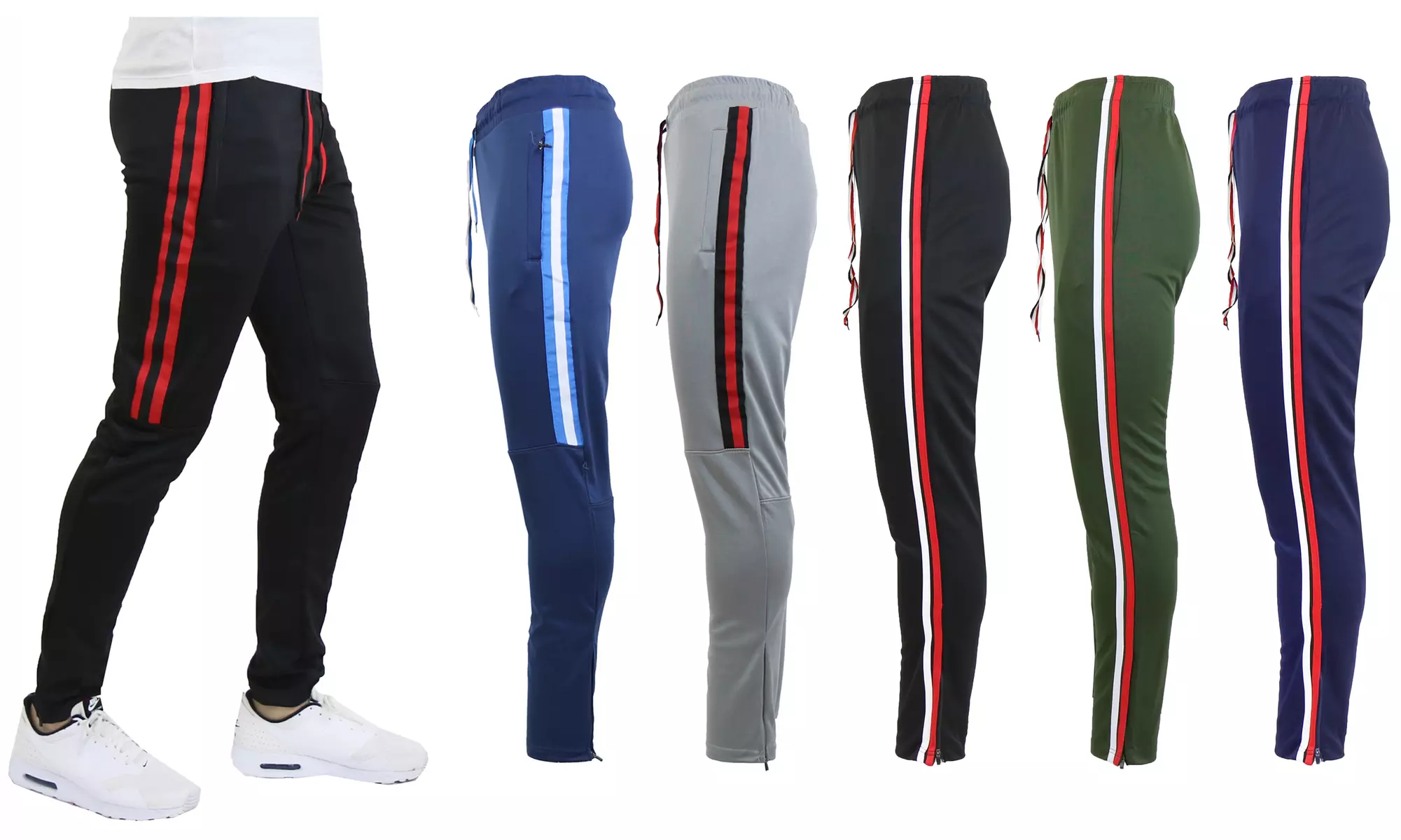 Men's Moisture-Wicking Jogger Track Pants with Side Trim (2-Pack) - Primary Image