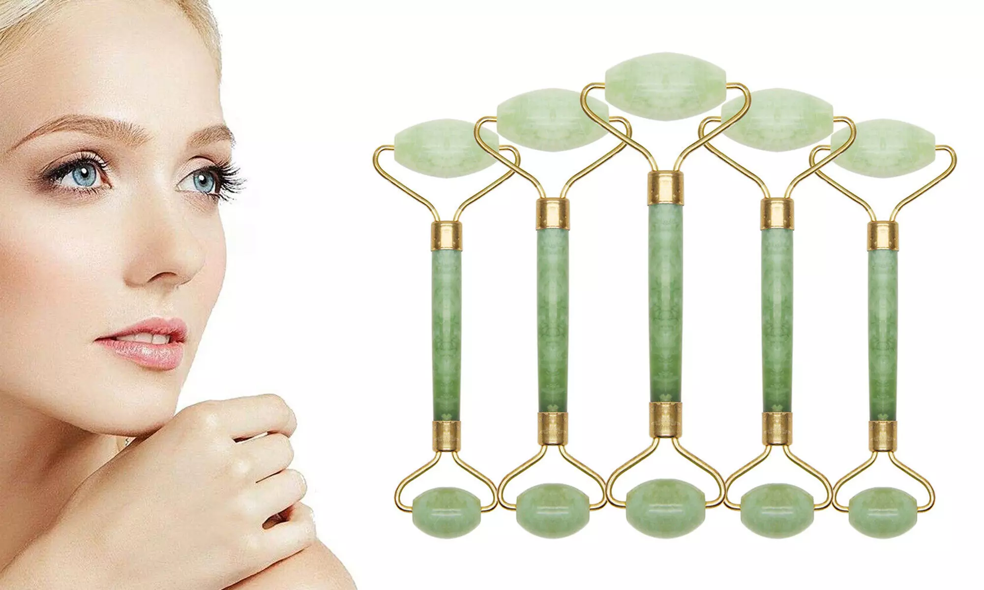 Gua Sha Massage Tool Jade Roller Stone Facial Roller - Primary Image