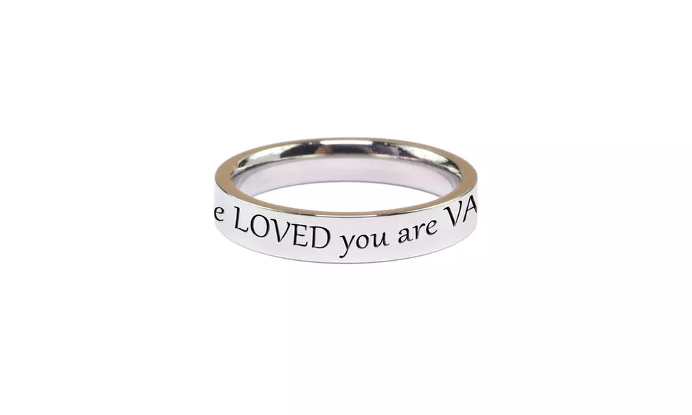 Pink Box Solid Stainless Steel Comfort Fit Inspirational Ring - Second Medium