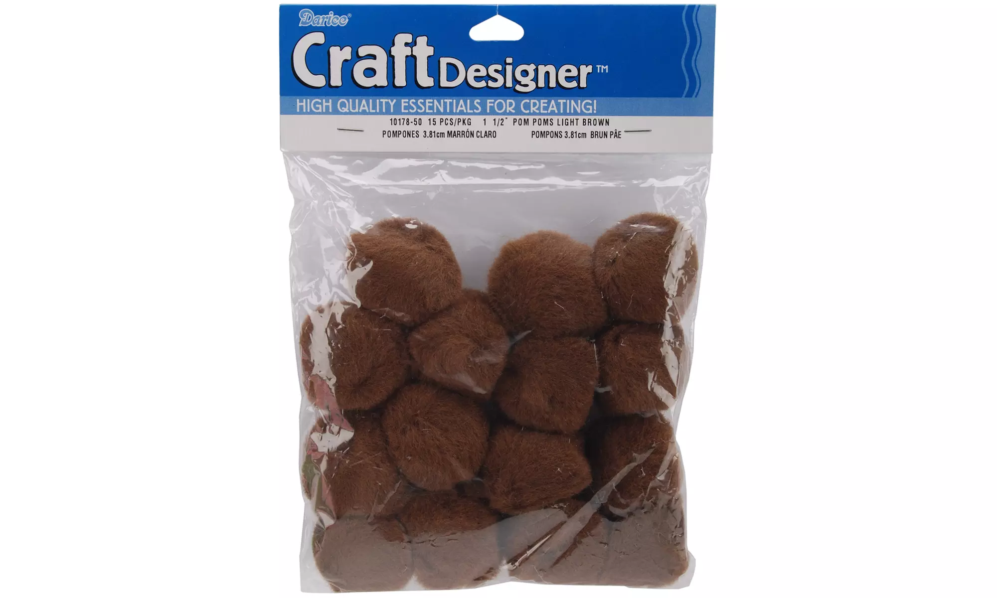 Darice Acrylic Pom Poms Brown 1.5 Inches - Primary Image