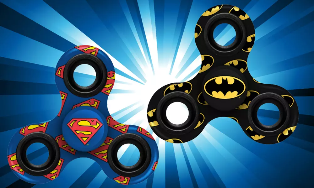 Superman or Batman Print 3-Way Fidget Spinner Toy - Primary Image