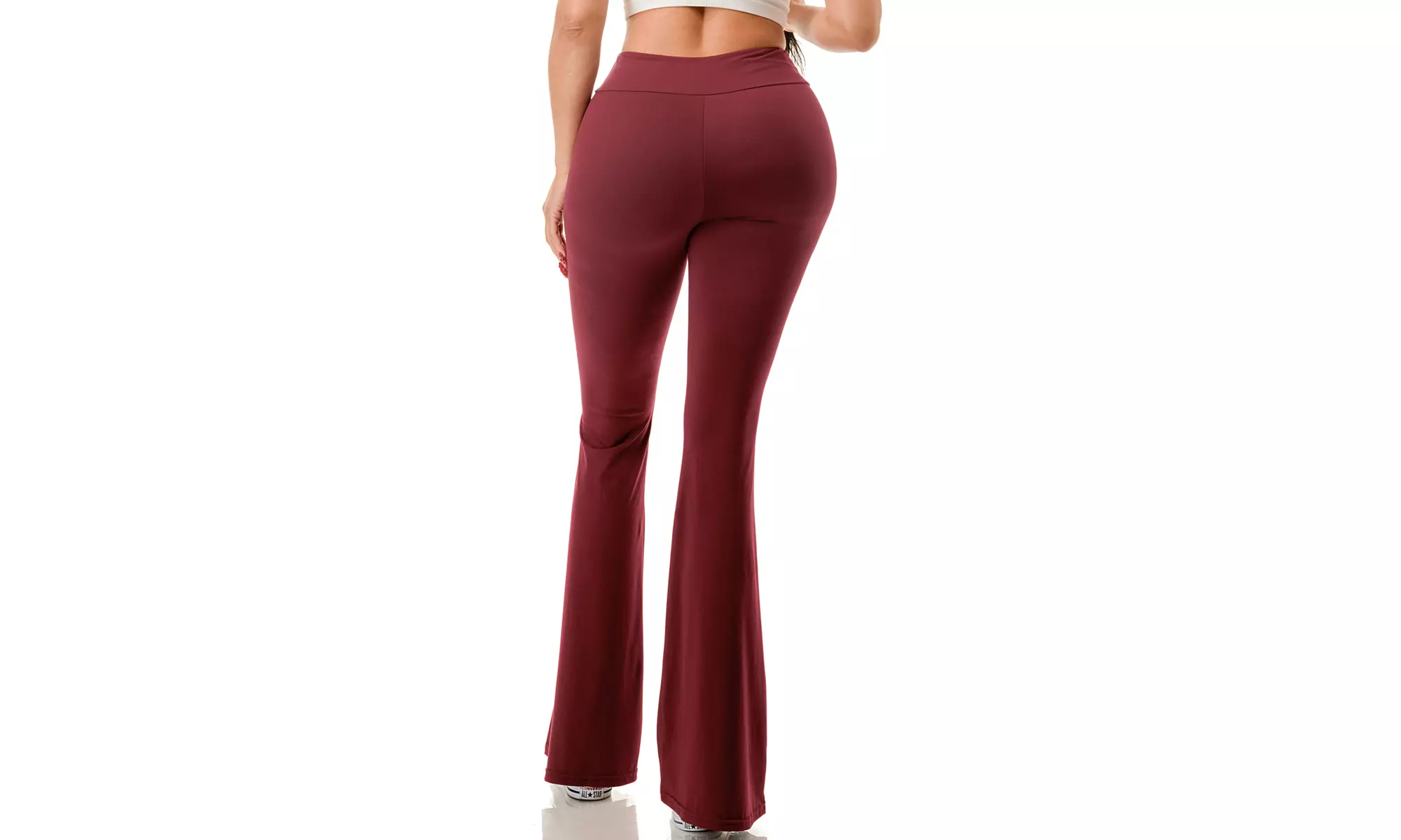 Women's High Waist Flare Leg Pants Elastic Tummy Control Yoga Casual Leggings