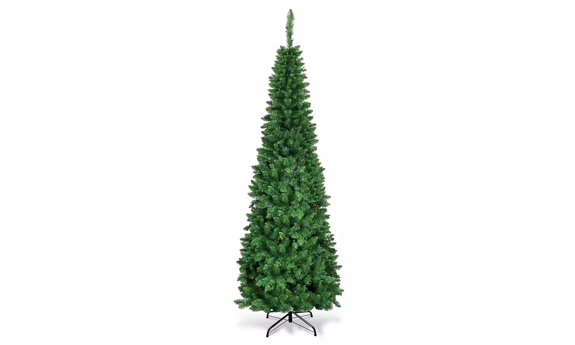 Costway 4.5/6.5/7.5ft Pre-Lit Hinged Artificial Fir Pencil Christmas Tree 