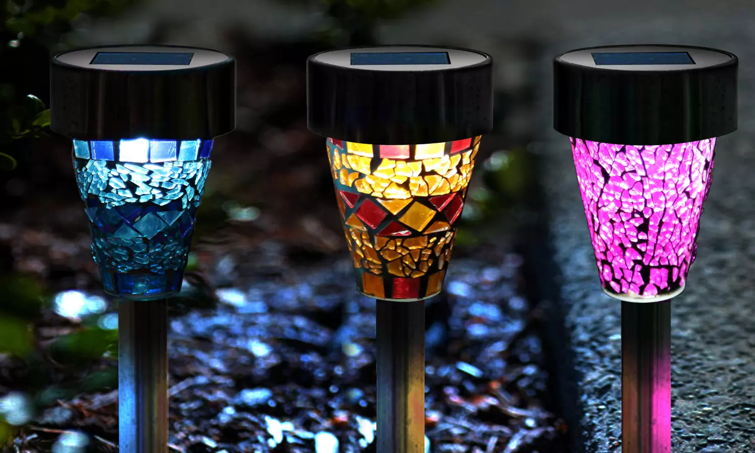 SolarEK Solar Garden Mosaic Light Set Solar Path Lights (6 or 12-Pack) - Primary Image