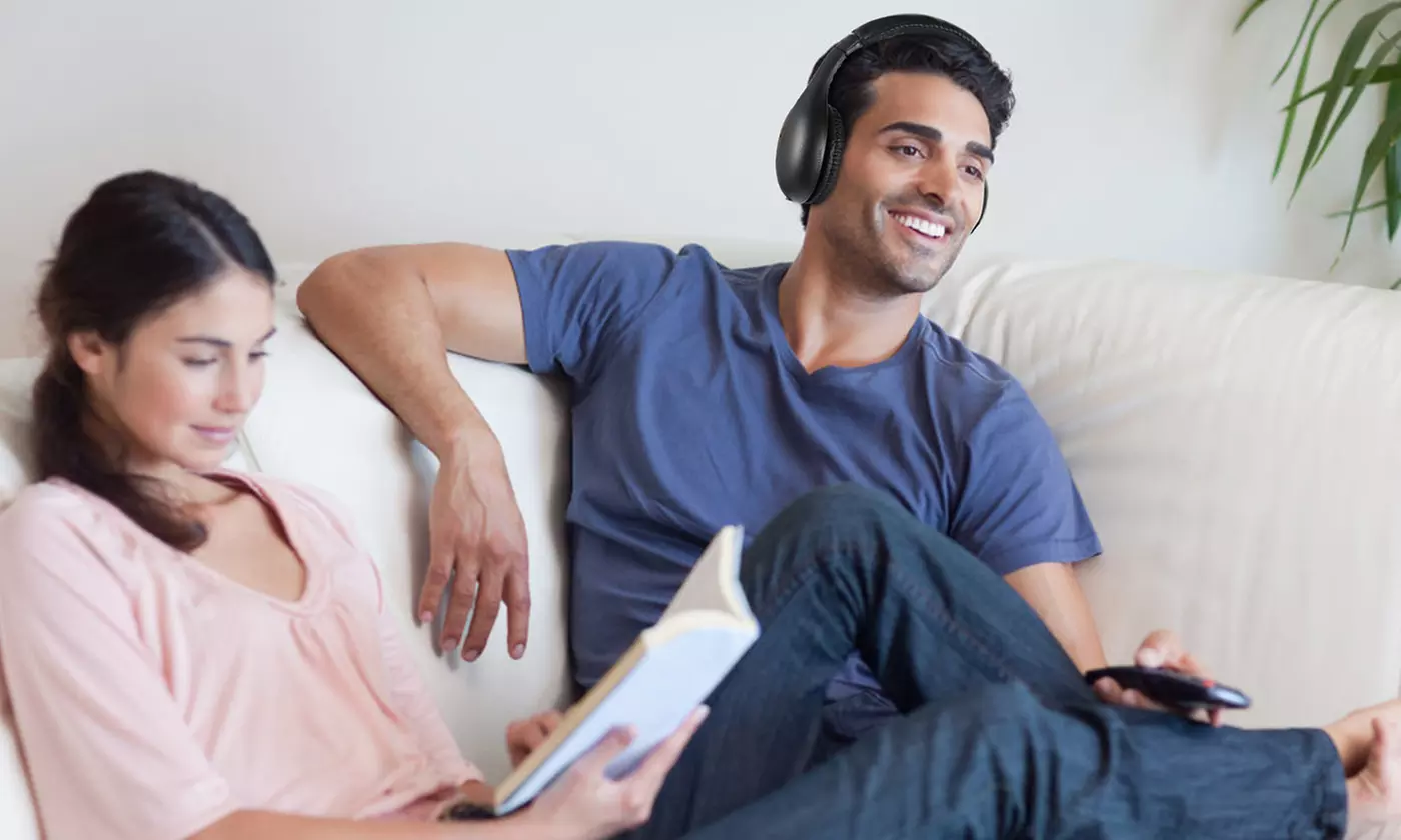 iMounTEK 5-In-1 Wireless TV Headphones w/ RF Transmitter Over-Ear Headset w/ Mic