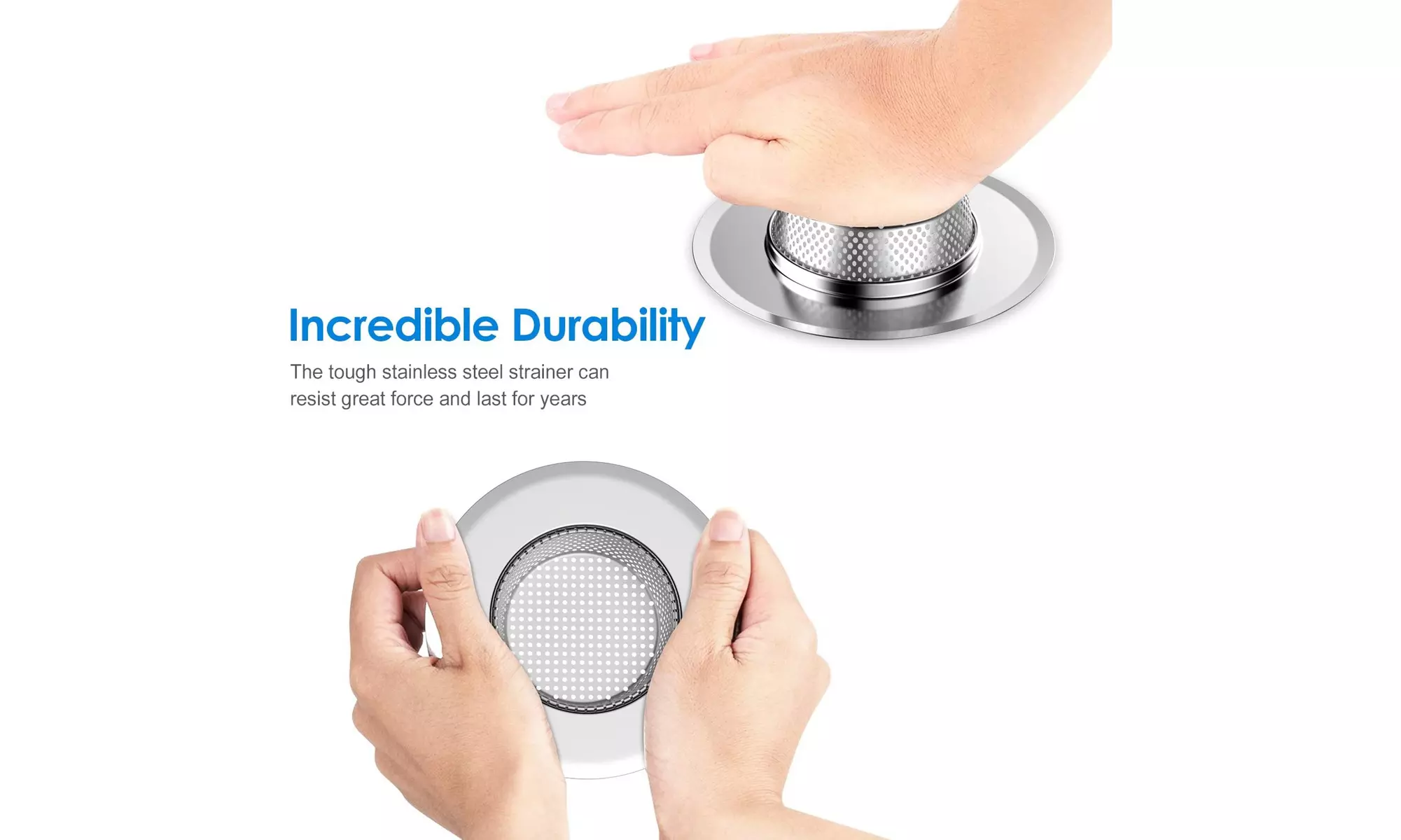 Helect 3-Pack Kitchen Sink Strainer Stainless Steel Drain Filter Strainer 4.5"