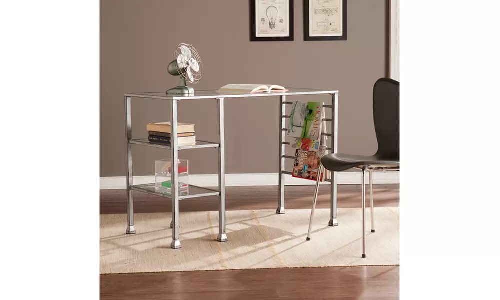 Metal/Glass Writing Desk - Distressed Silver - Second Medium