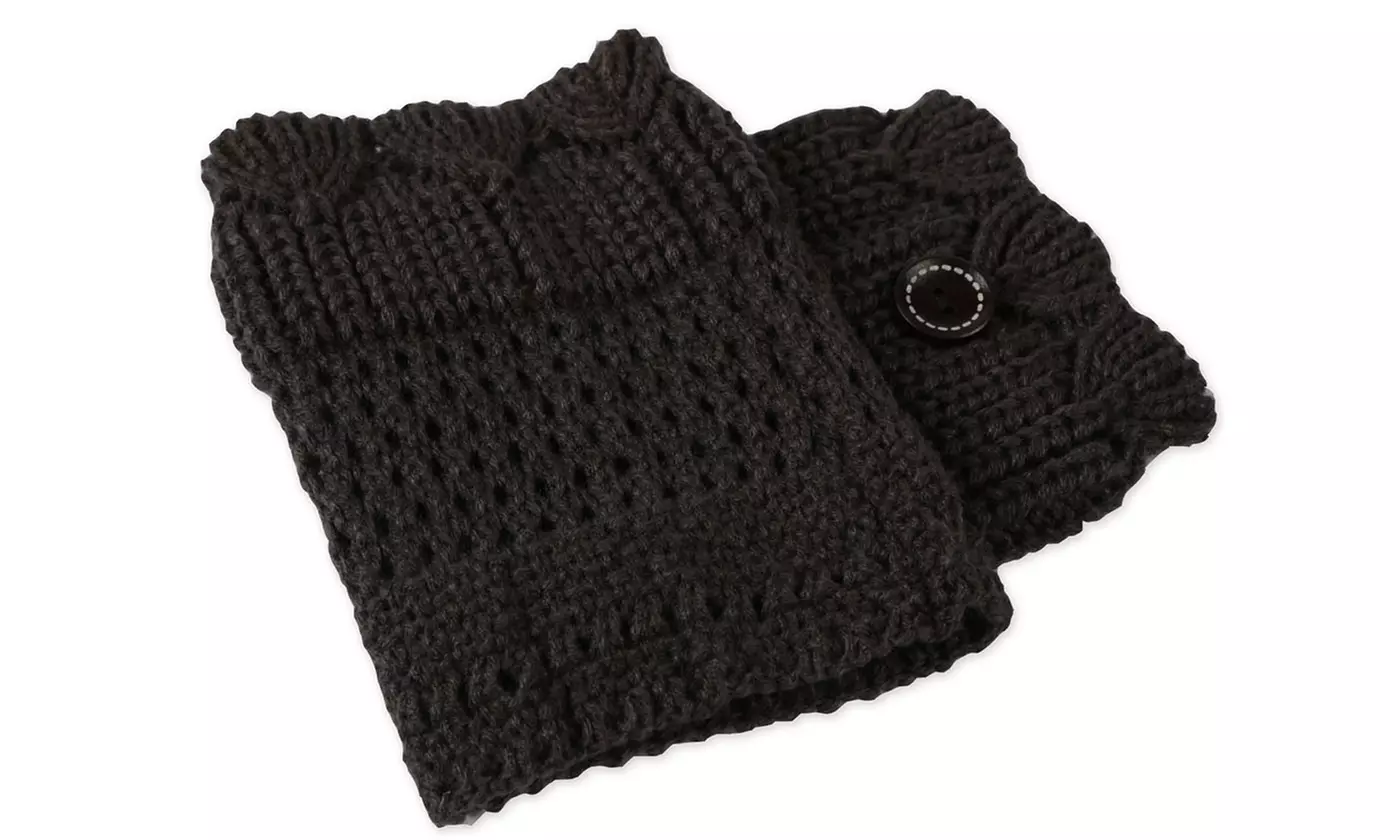 iMounTEK Women's Winter Crochet Knit Boot Button Sock Topper Cuff Leg Warmers