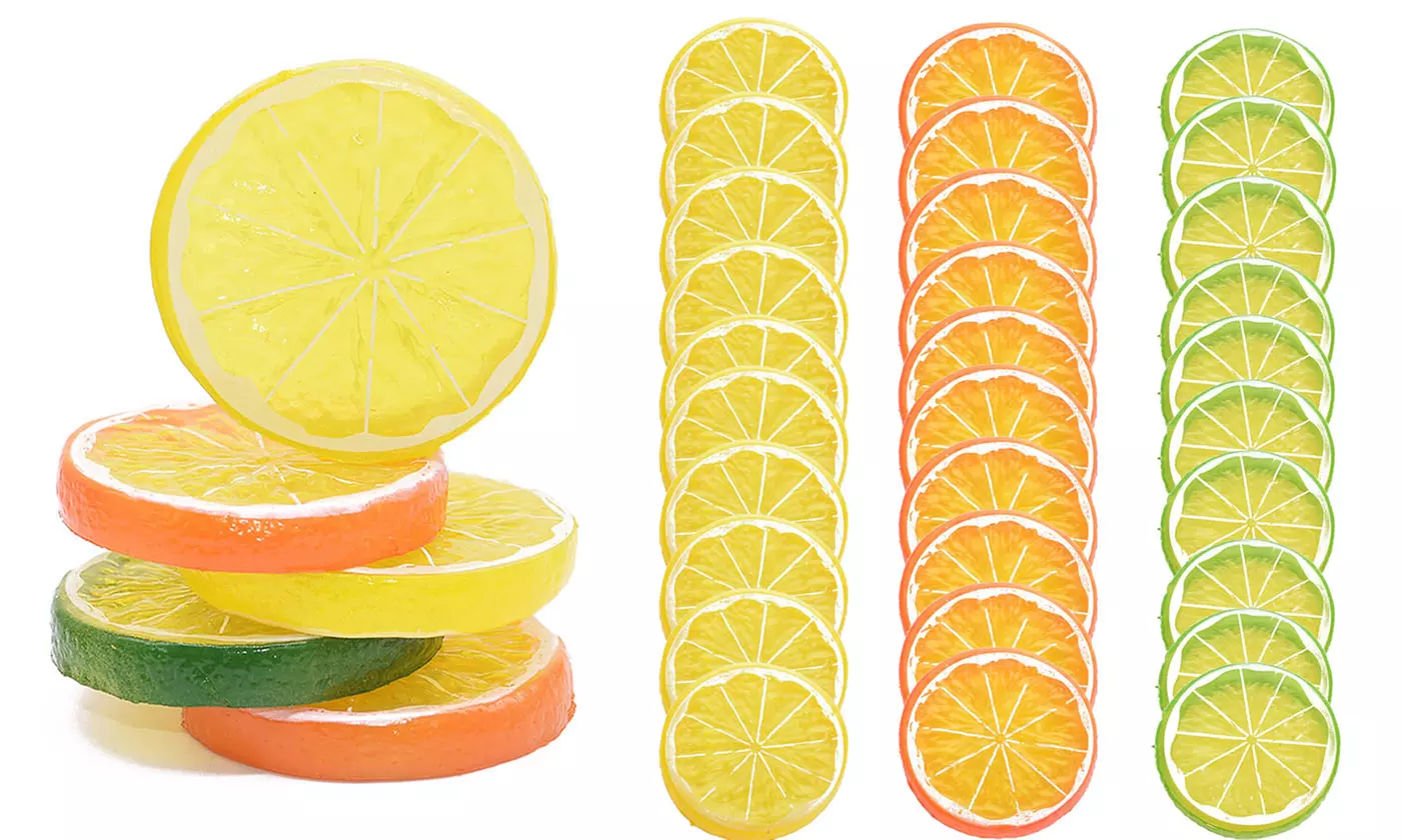 10Pcs Plastic Artificial Lemon Slices Decor Vase Filler for Home Restaurant  - Primary Image