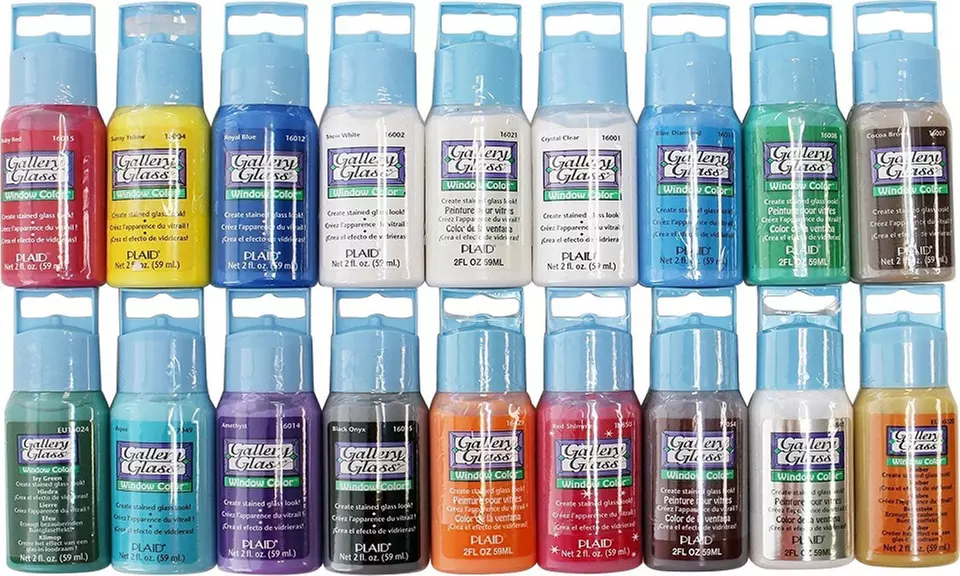 Plaid Gallery Glass Window Color Paint Set (2-Ounce), PROMOGGI (18-Colors)  - Primary Image