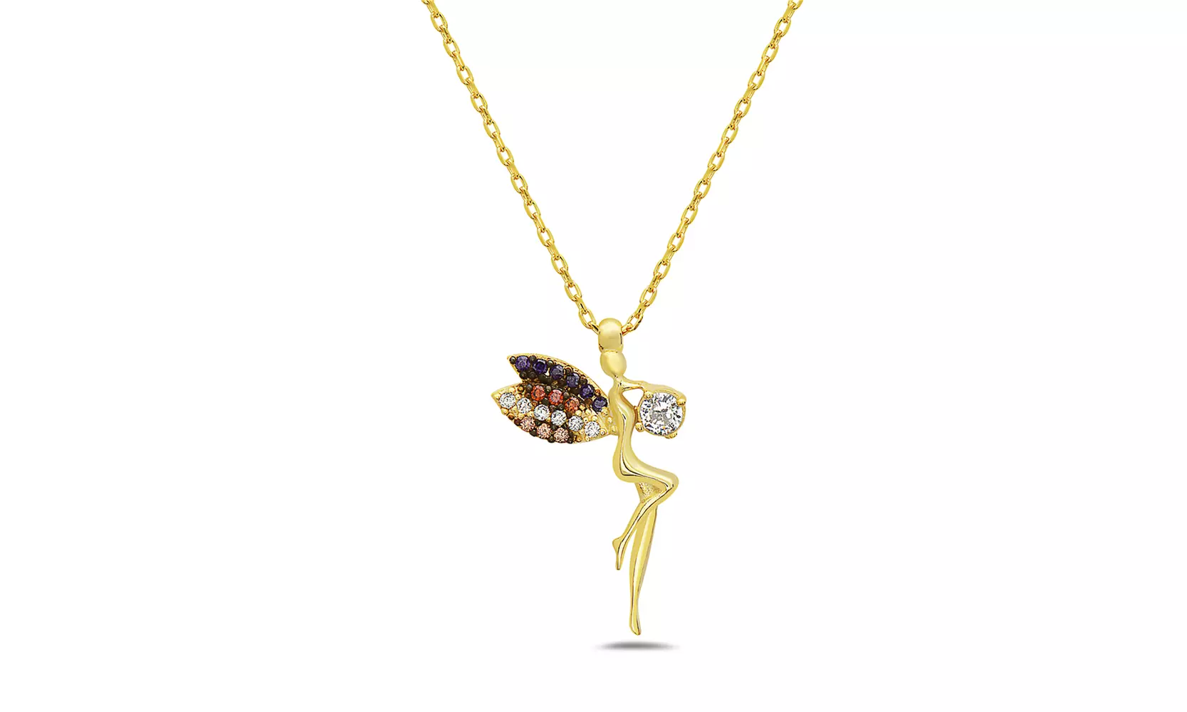Sterling Silver Crystal Multi Color Fairy Necklace in Multiple Platings - Primary Image
