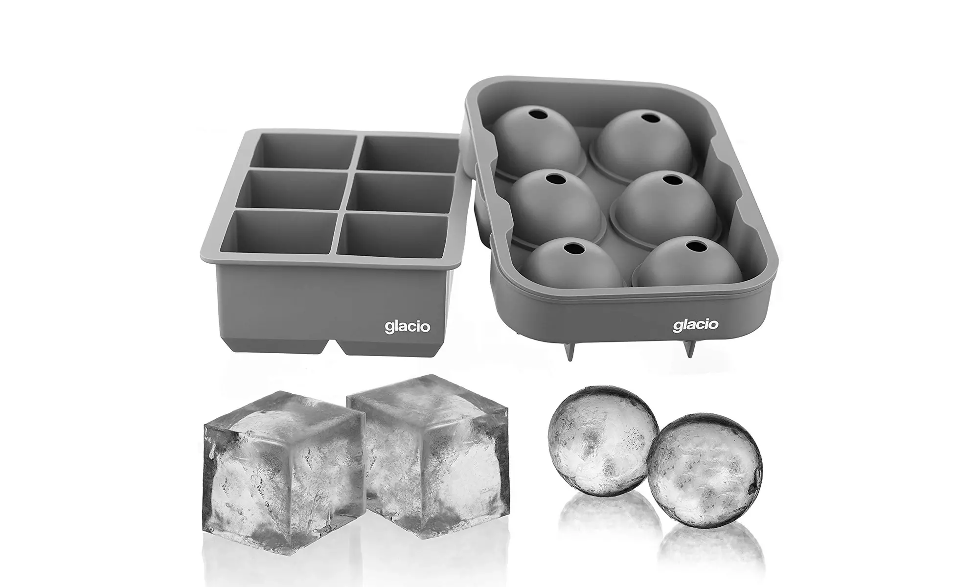 glacio Ice Cube Trays Silicone Combo Ice Molds  - Set of 2 - Primary Image