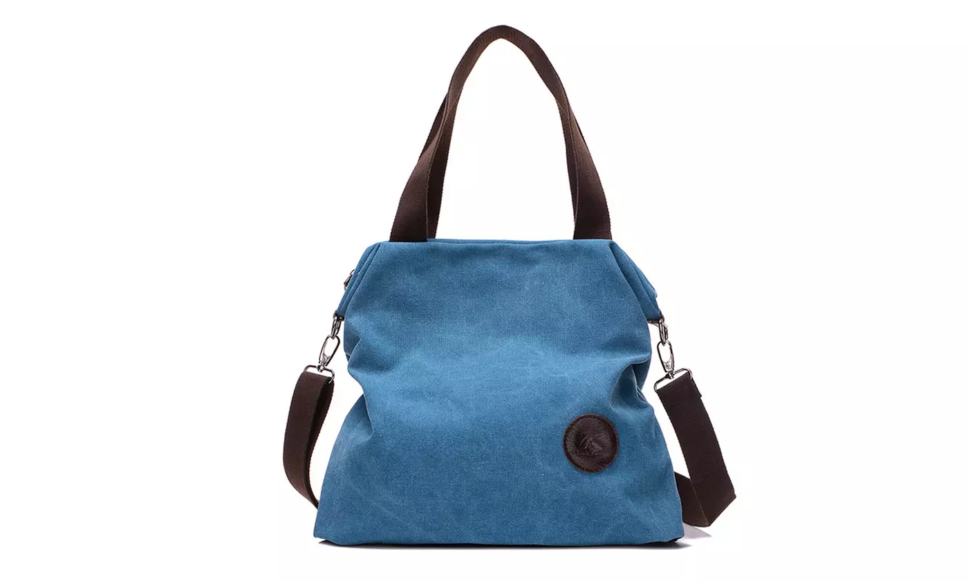 Women Retro Multi-pocket Canvas Shoulder Bag Handbag Tote Purse