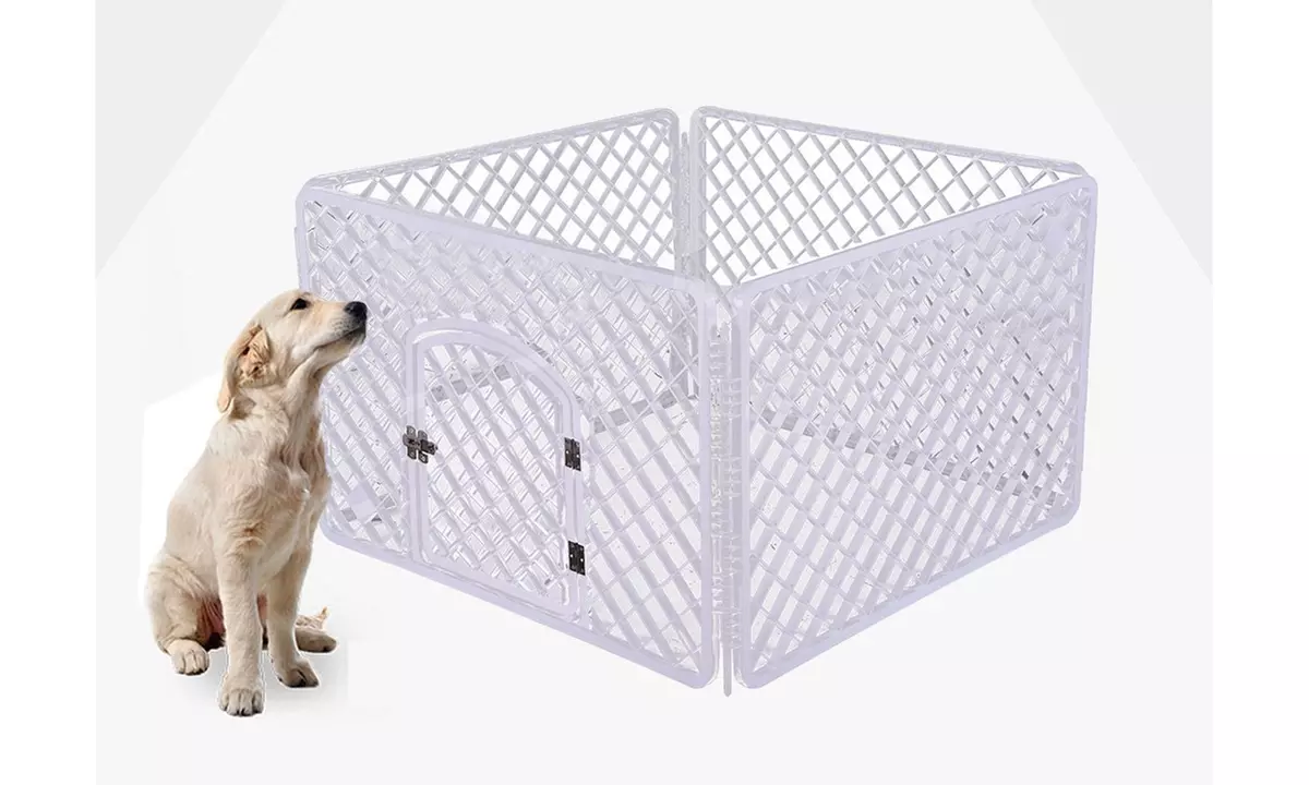 Pet Fence 4-Panel Pet Dog Fence Cage Small And Medium Dogs PP Resin Fence - Primary Image