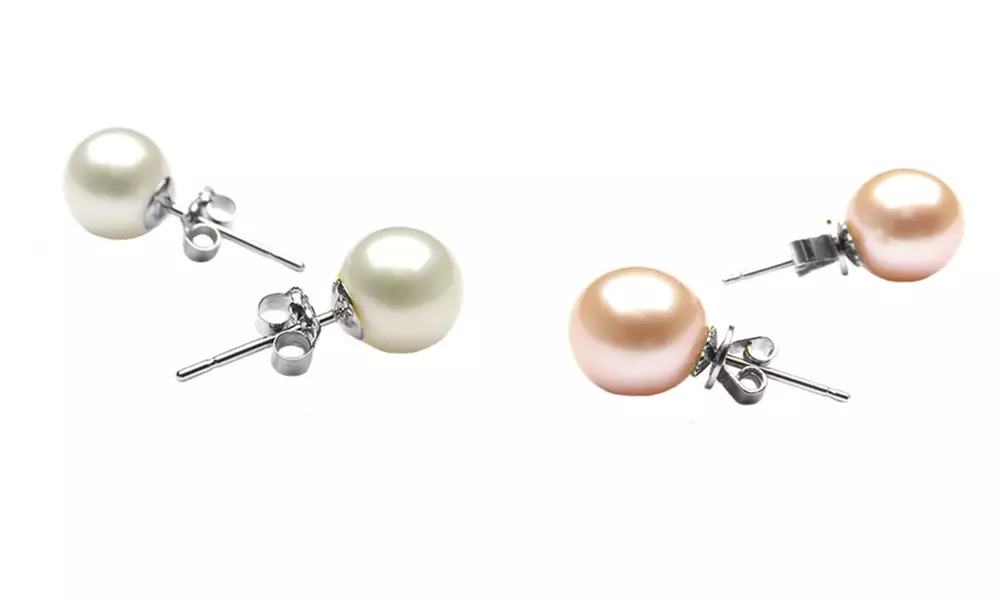 Set of 2 8mm Pearl Stud Earrings