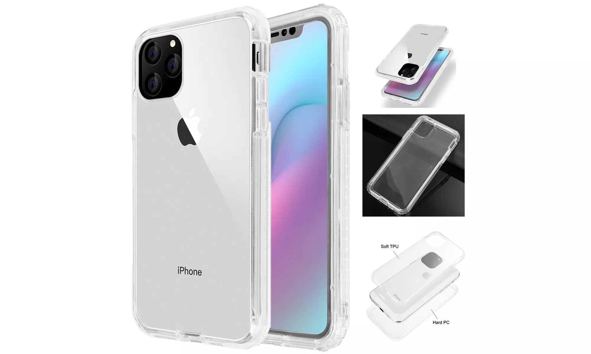 Full Cover Clear Case Shockproof Protective For iPhone 11/11 Pro/11 Pro Max - Primary Image