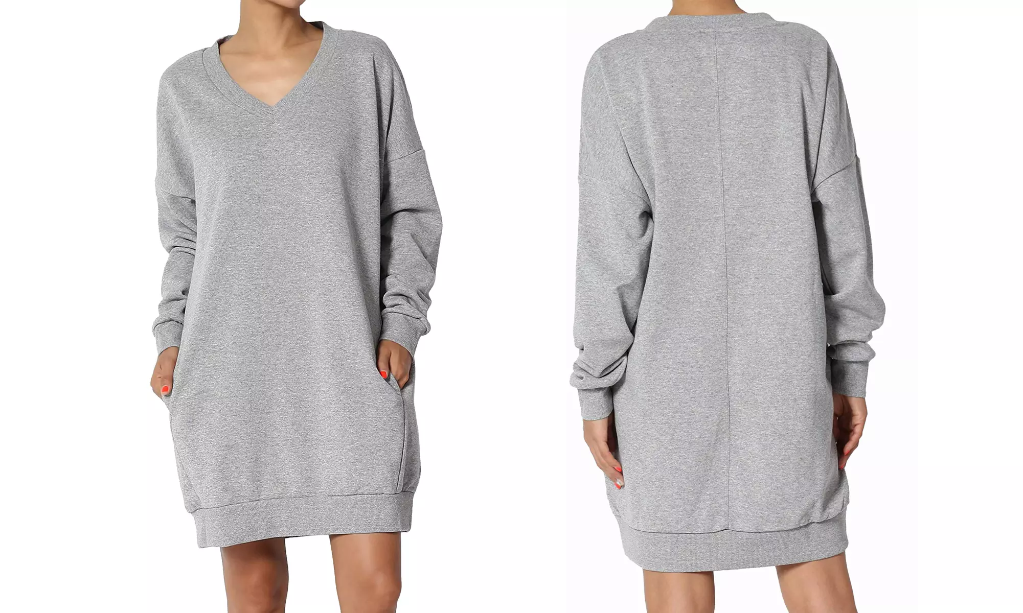 Haute Edition Women's Loose Fit Sweatshirt Dress With Pockets S-3X