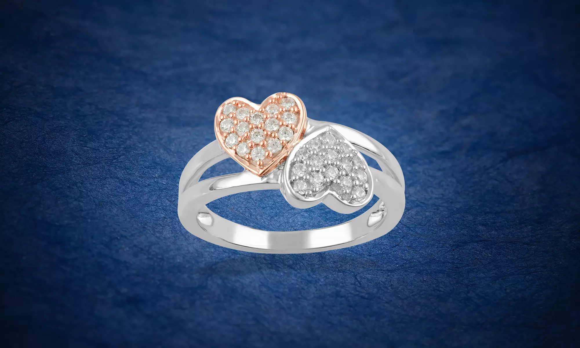 1/3 CTTW Diamond Double Heart Promise Ring in Sterling Silver By DiamondMuse - Primary Image
