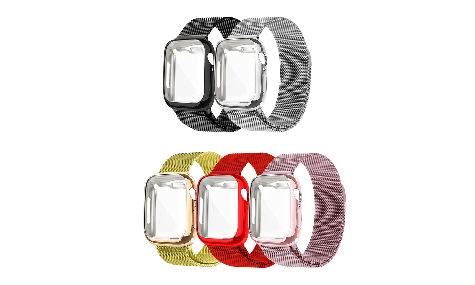 Magnetic Mesh Milanese Band W/ Screen Protector Bumper Case For Apple Watch