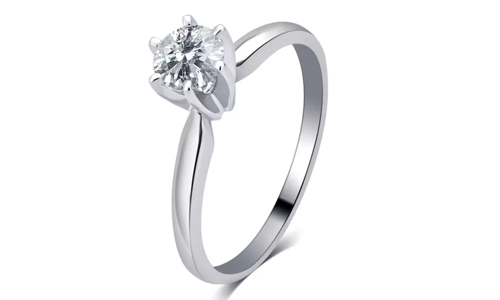 3/4 Cttw Round Diamond Solitaire 6 Prong Ring in 14K Gold-GSOLRD75W - Primary Image