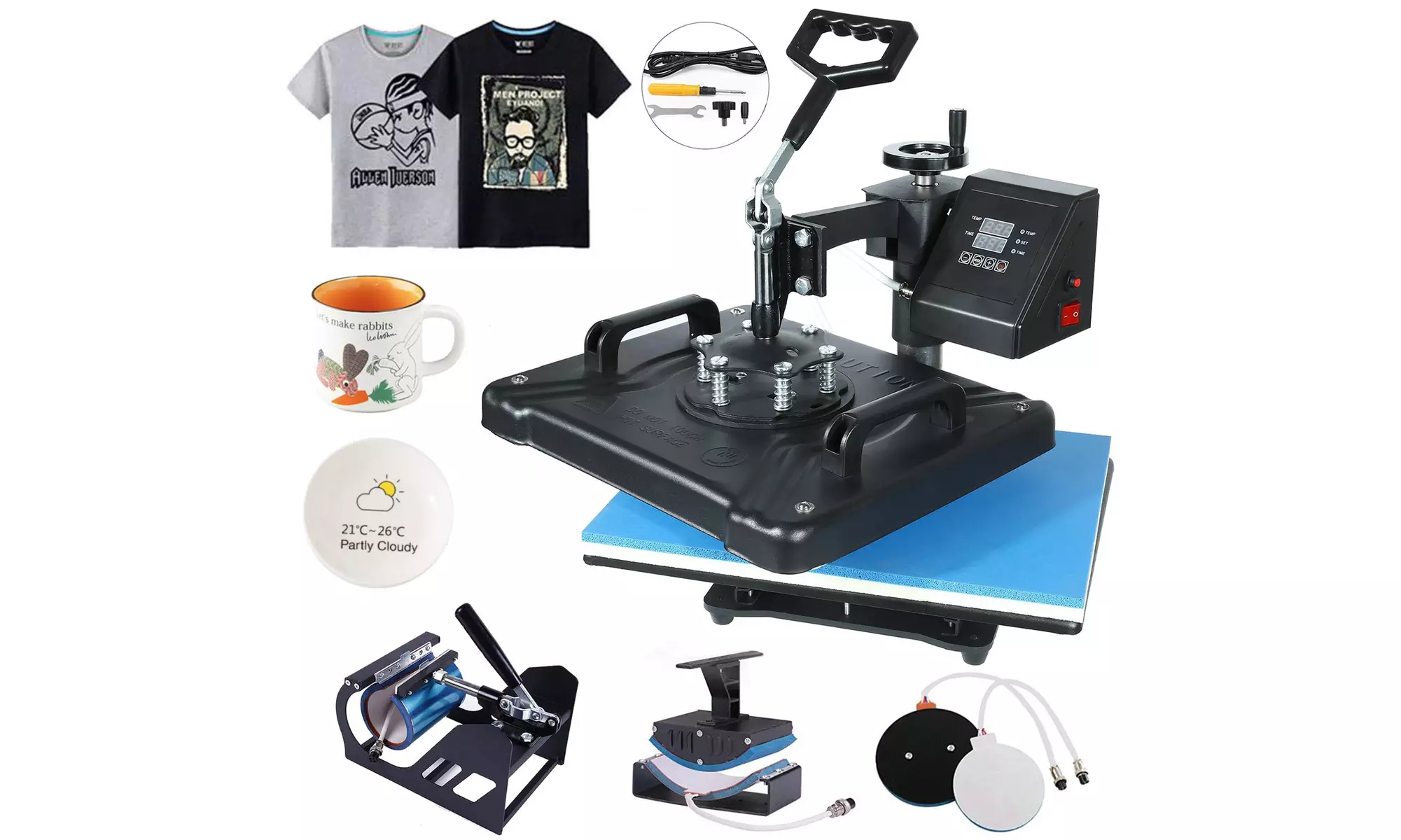 RTC 5 in1 Heat Press Machine Professional Digital Transfer 12"x 15"  - Primary Image