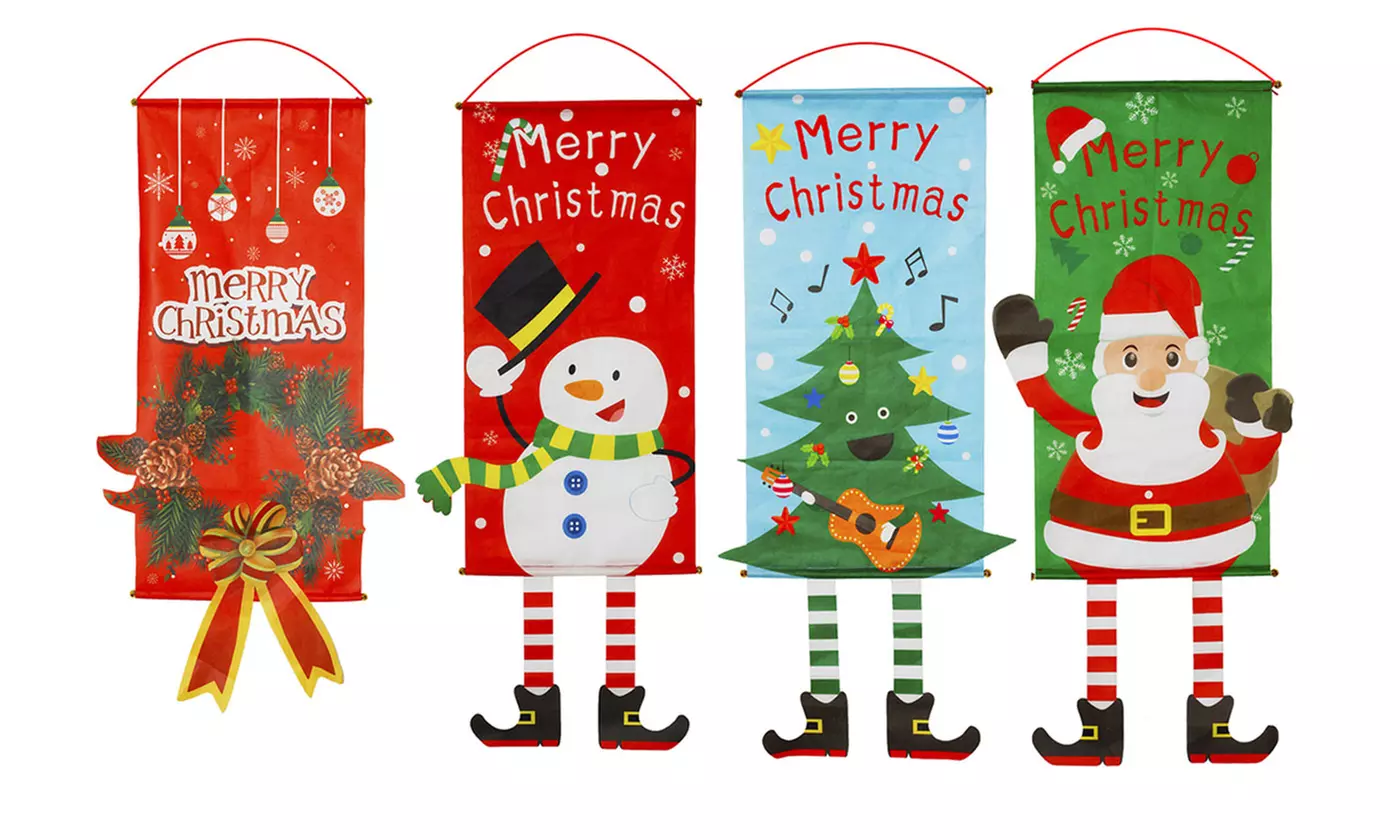 ItBelongs2U Merry Christmas Front Door Porch Sign Hanging Flag Wall Decoration