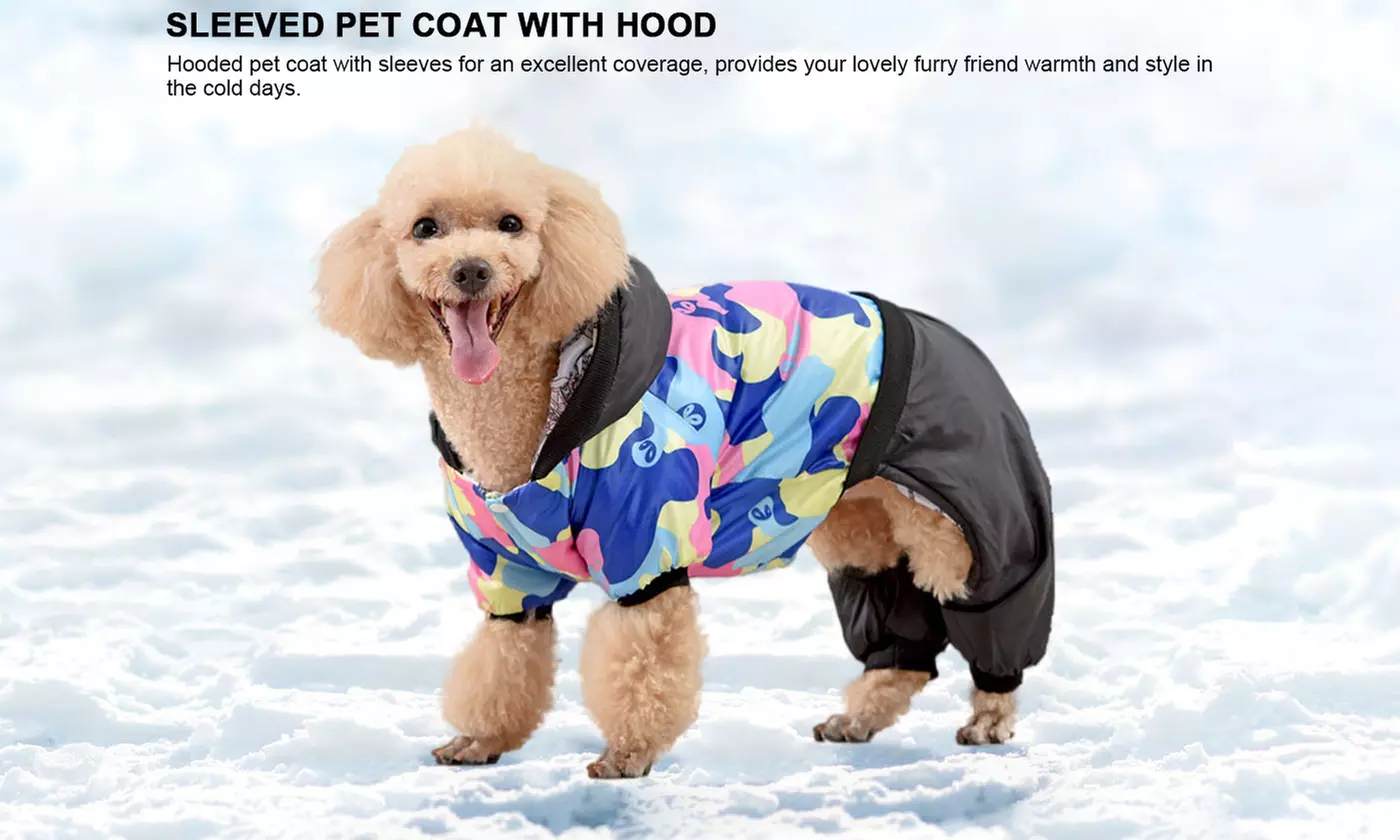 Waterproof Dog Raincoats with Hood Windproof Cozy Warm Cold Weather Jacket
