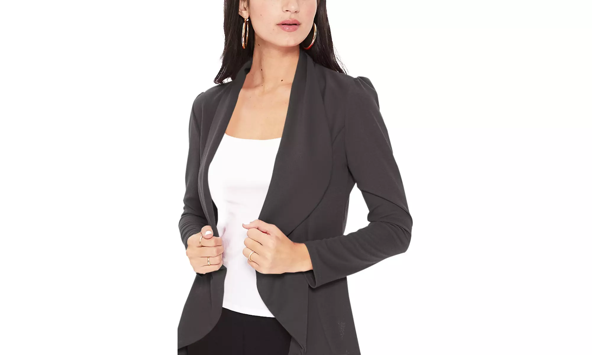 Casual Long Sleeves Open Front Office Wear Solid Blazer Jacket S-3XL