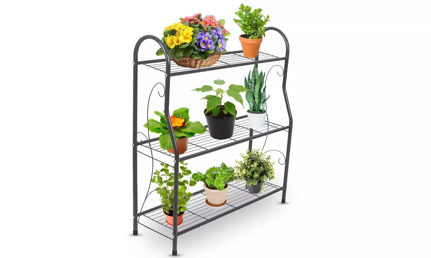 NewHome 3-Tier Metal Plant Stand Shelf Flower Pot Display Rack Holder - Primary Image
