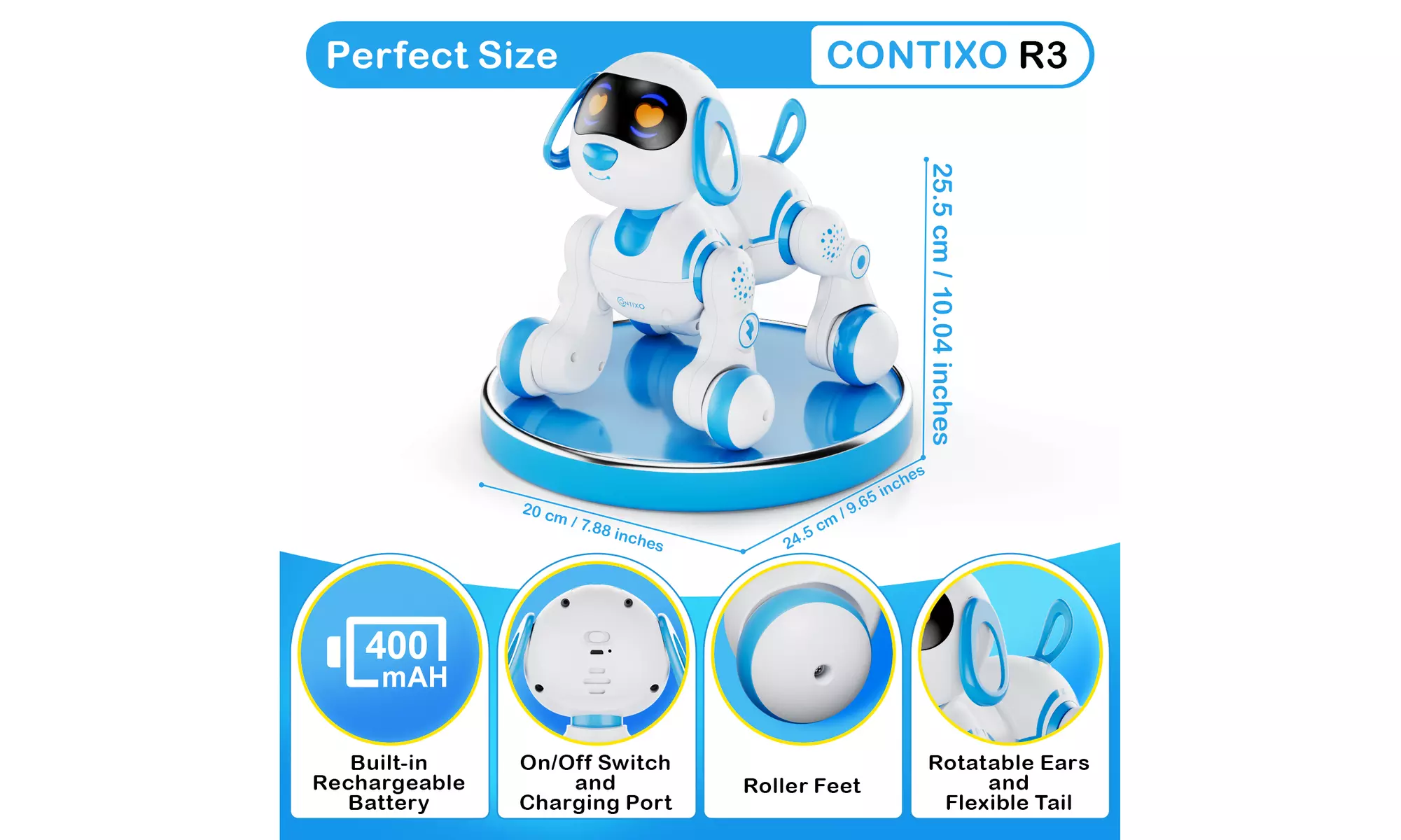 Contixo R3 Robot Dog, Walking Pet Robot Toy, App Controlled Robots for Kids