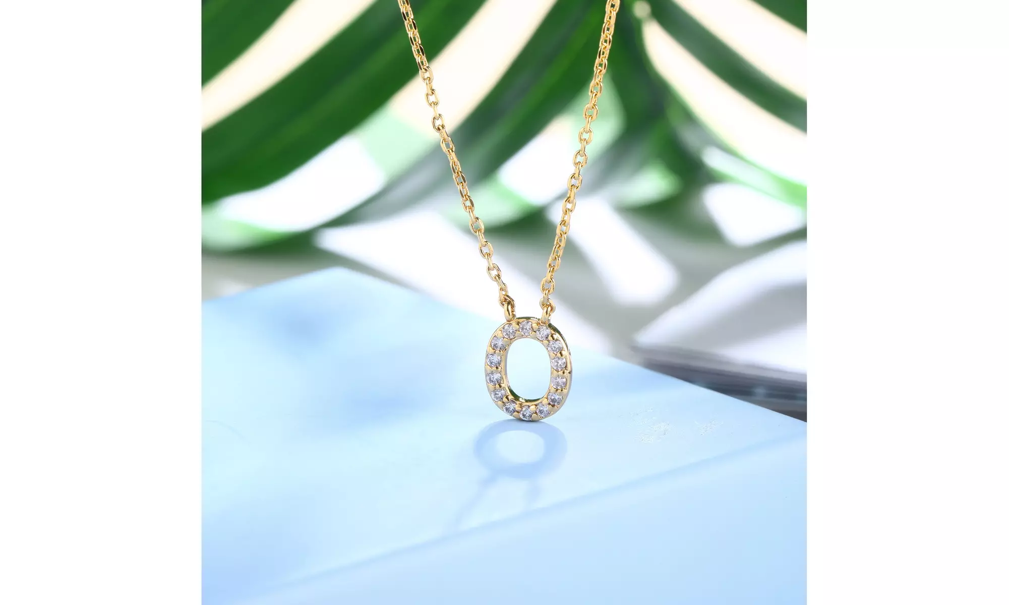 18K Gold Plated cz Initial Necklace