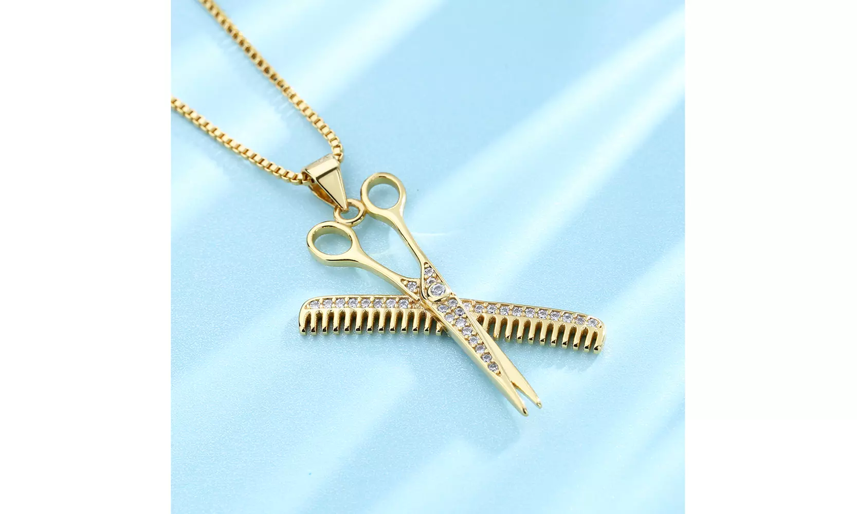 14k Gold Hair Stylist Necklace with crystals from Swarovski - Second Medium