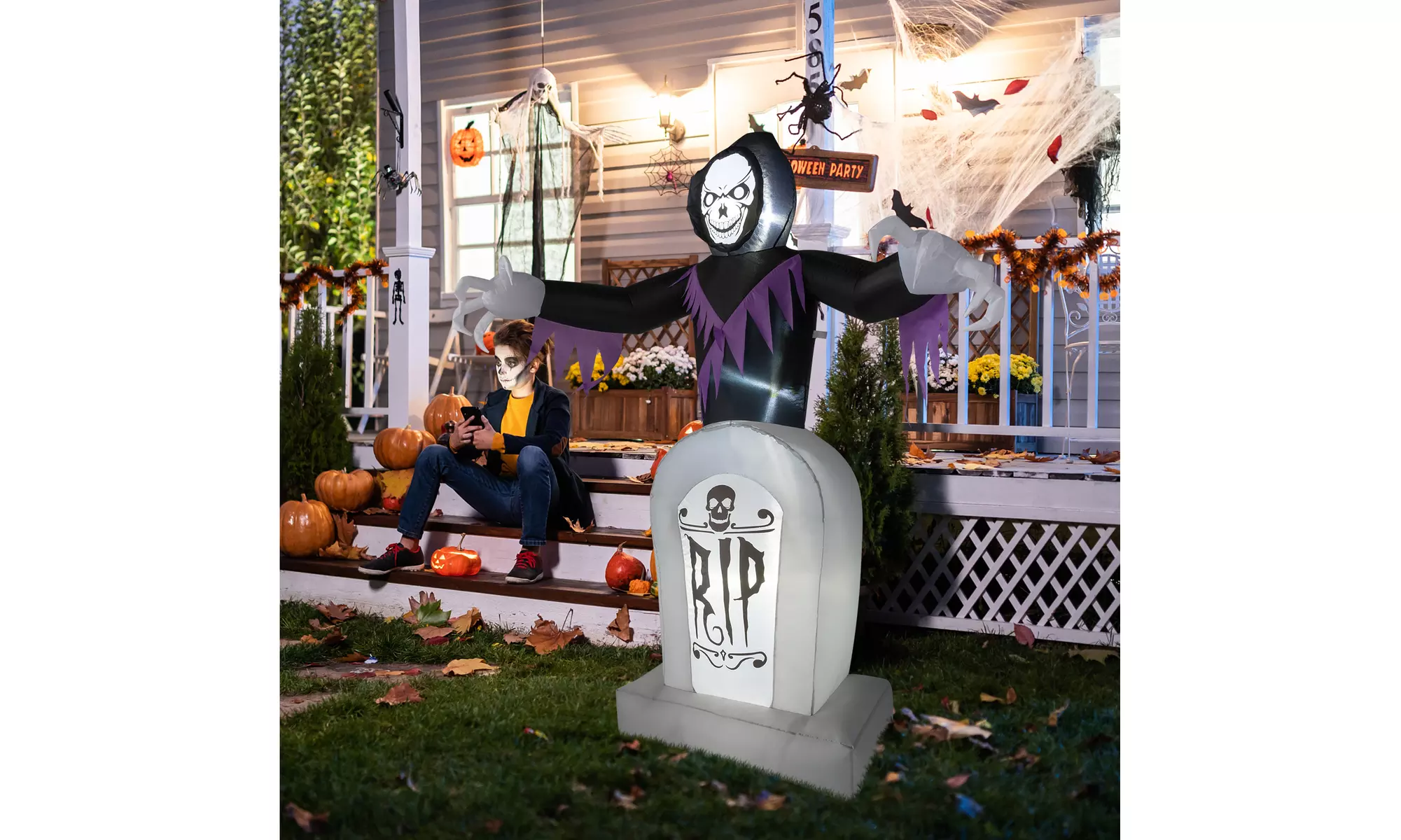 Scary Inflatable Halloween Yard Décor, Grim Reaper, Witch, Ghost Pumpkin Archway