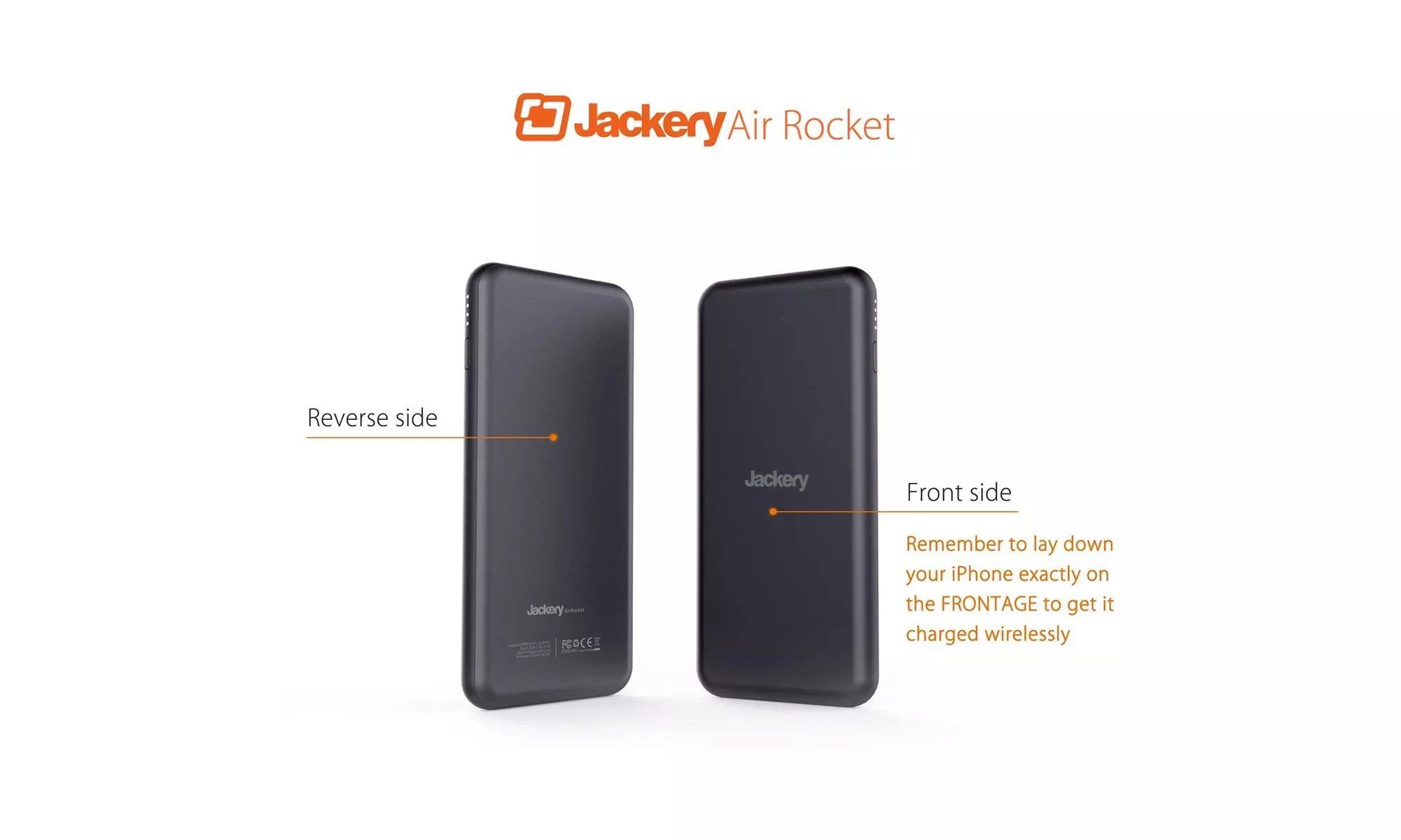 Jackery AirRocket Wireless Charging 6,000mAh Portable Power Bank - Black - Second Medium