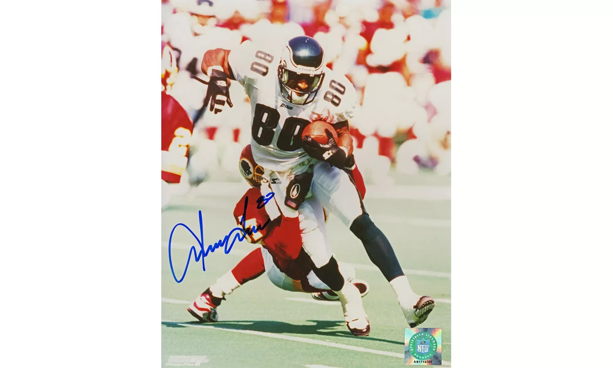 Irving Fryar Signed Eagles With Football Action 8x10 Photo - Primary Image