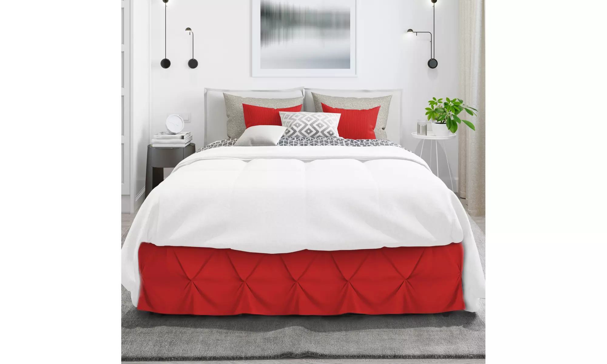 Nestl Pinch Pleat Bed Skirt - 14 inch Tailored Drop Pintuck Dust Ruffle