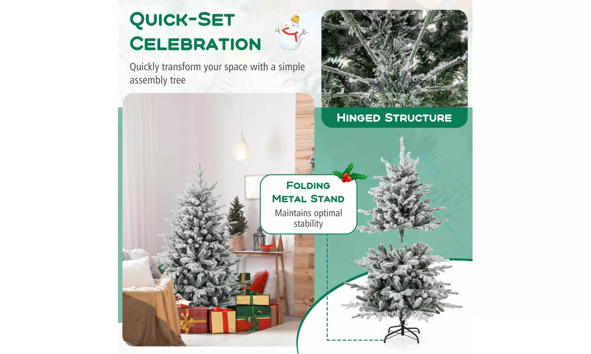 Costway 4.5/6/7 FT Christmas Tree with 8 Lighting Modes Multi-Color LED Lights