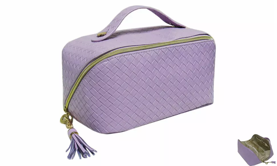 Large Capacity Lay Flat Makeup Bag Travel Cosmetic Bag Multifunctional Storage