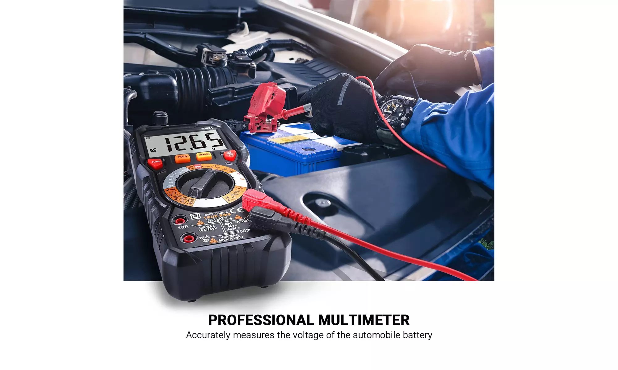 TACKLIFE Digital Multimeter TRMS 6000 Counts,LED Intelligent Indicator Jack - Second Medium