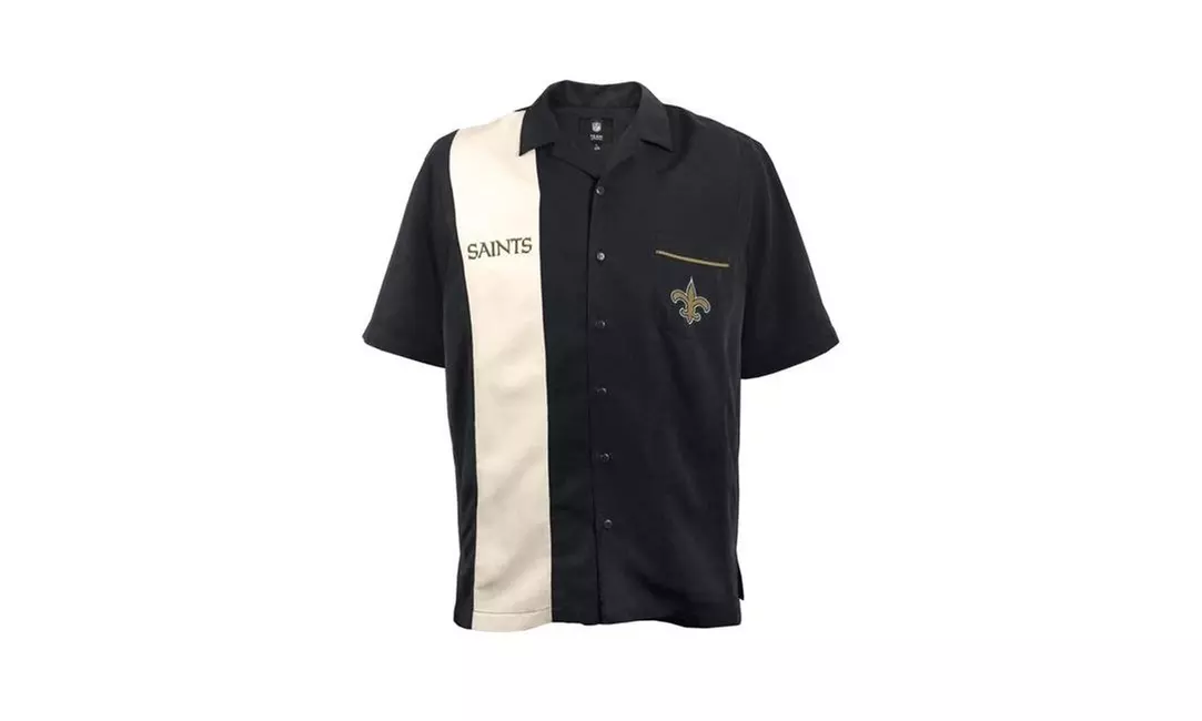Little Earth 300633-SANT-S Bowling Shirt Strike New Orleans Saints- Small - Primary Image