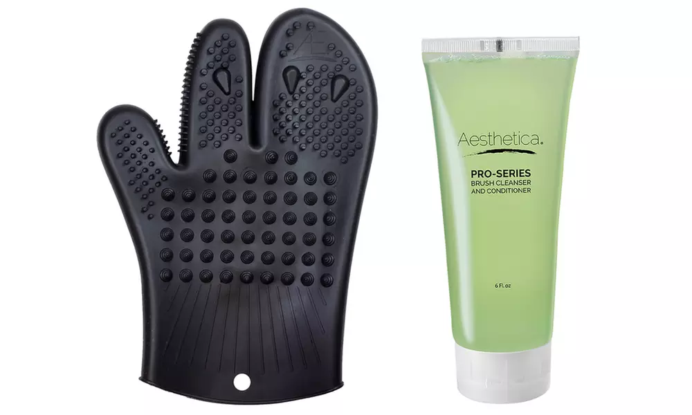 Aesthetica Makeup Brush Cleanser and Cleansing Mitt - Second Medium