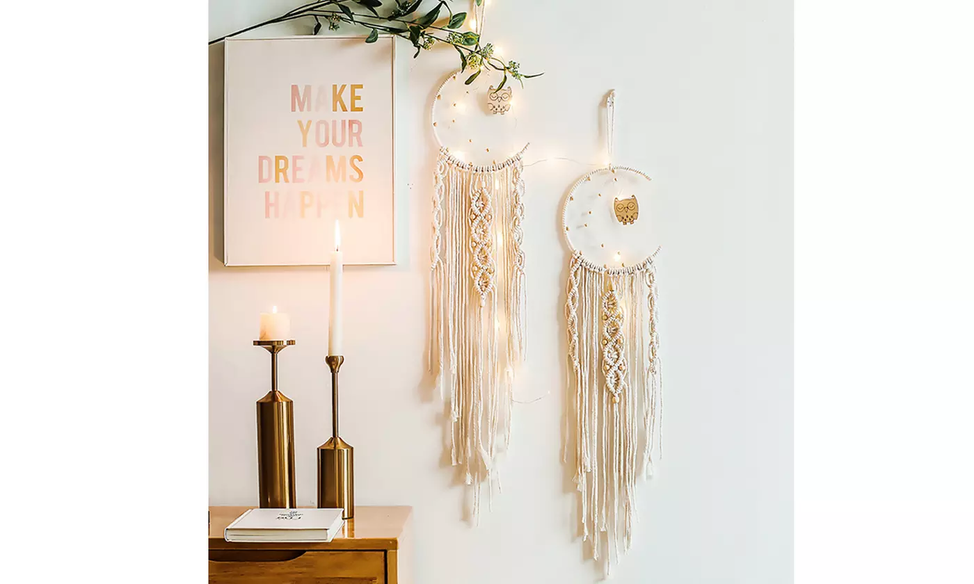 Macrame Star Moon Dream Catcher Boho Wall Hanging Ornament