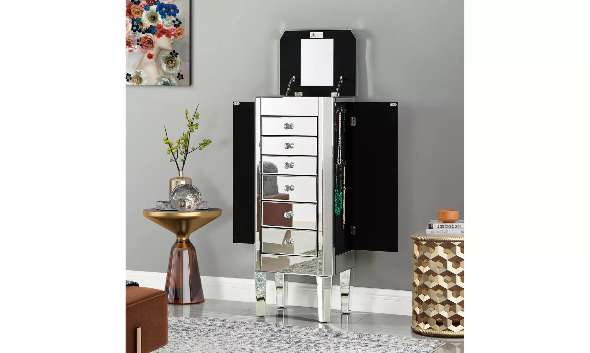 Jorge Mirrored Jewelry Armoire - Primary Image