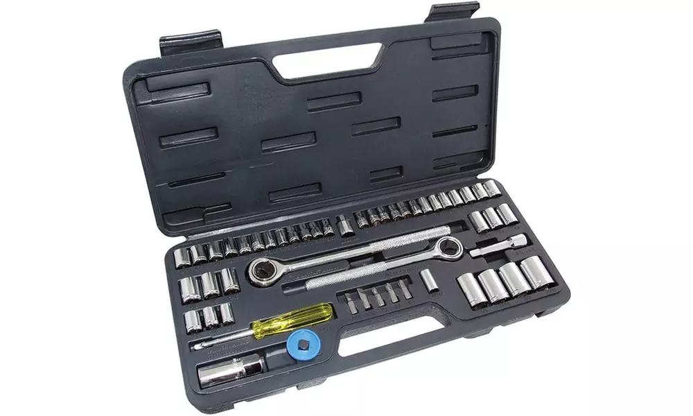 52 Piece Socket Set Standard & Metric Drive Sockets & Reversible Wrench - Primary Image
