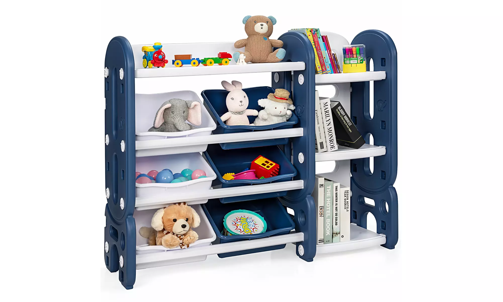 Costway Kids Toy Storage Organizer w/Bins & Multi-Layer Shelf for Playroom