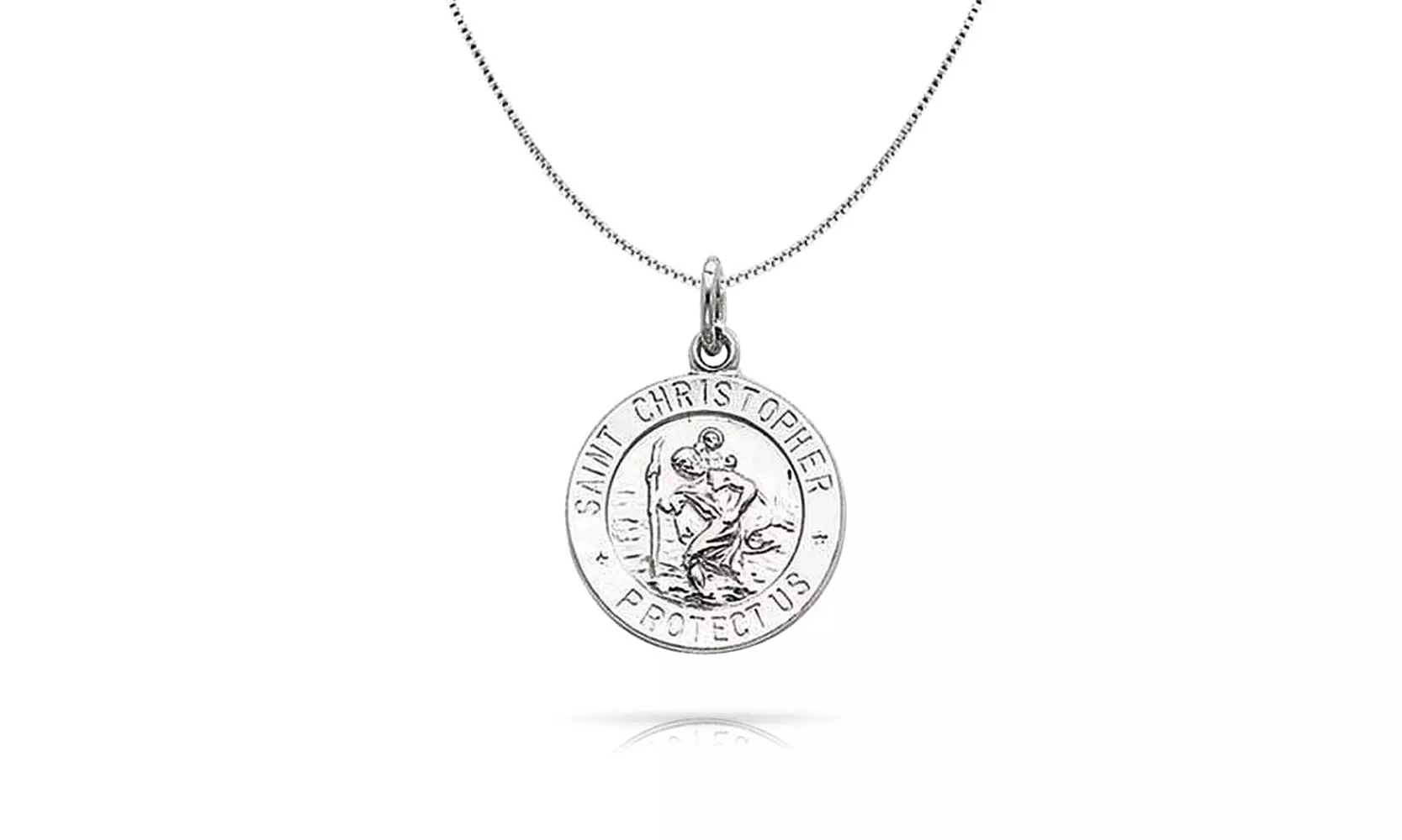 Bling Jewelry 925 Silver Saint Christopher Medal Pendant 18in Necklace - Primary Image