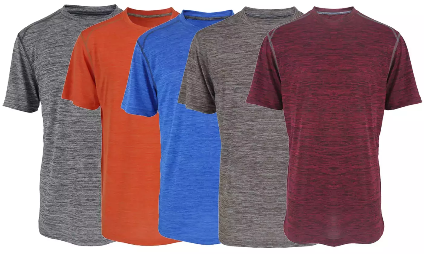 LeeHanton Men's Solid Active Performance Marled Crew T-Shirt (S-2XL) - Primary Image